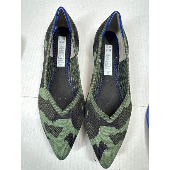 Rothy's Olive Green Camo Knit The Point Recycled Material Ballet Flats Size 7.5 - Picture 2 of 4